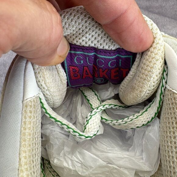 Gucci Basket Low 'White Demetra Green' Trainers 698785 Size 9 - Picture 10 of 16